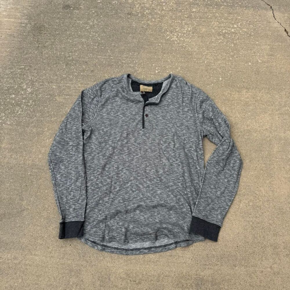 Lucky Brand Gray & Black Long Sleeve Henley Shirt mens size L